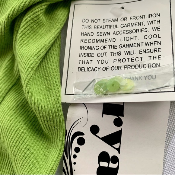 Surya sequined detail apple green ribbed 100% soft cotton bolero cardigan. Med. - Picture 7 of 12